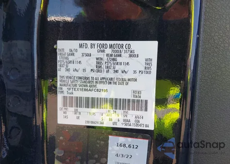 2010 Ford F-150 Stx/Xl/Xlt from USA, damaged, VIN 1FTEX1E86AFC82195